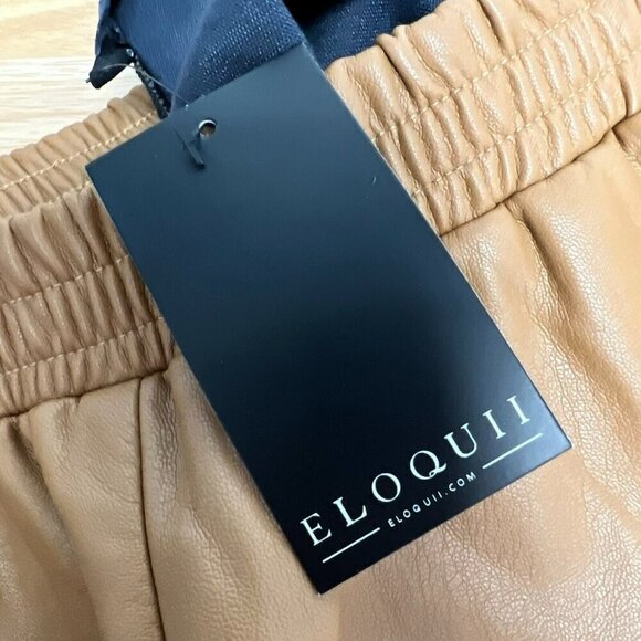 Eloquii Womens Camel High Rise Pull On Wide Leg Cropped Pants Size 14 Shiny - Picture 9 of 9